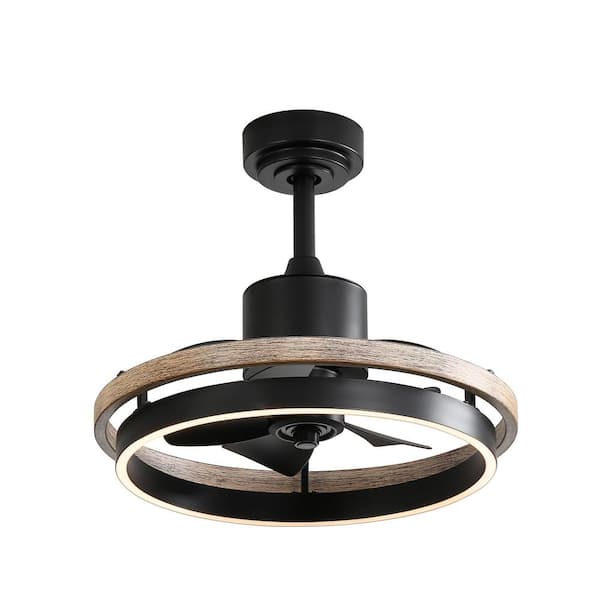 Breezary Eboni 20 in. Integrated LED Indoor Black Ceiling Fans with Light and Remote Control Included