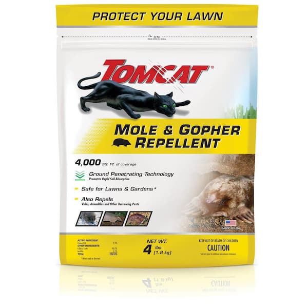 TOMCAT 4 lbs. Mole and Gopher Repellent Granules, Safe for Lawn and Garden, Formulated with Castor Oil