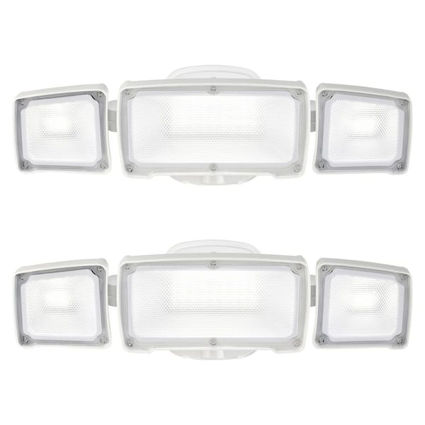 40-Watt 3800 Lumens White Dusk to Dawn Control 3 Head Outdoor Integrated LED Security Flood Light (2-Pack)