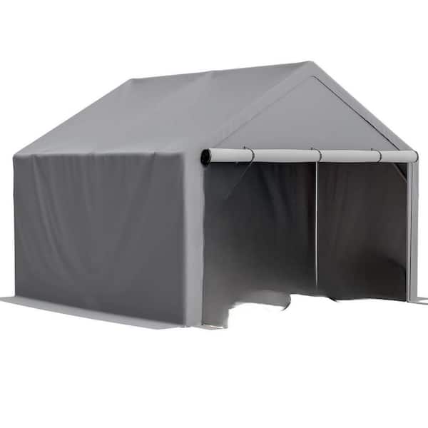 10 ft. x 10 ft. Heavy Duty Portable Carport Garage Tent for Outdoor Storage Shelter in Gray