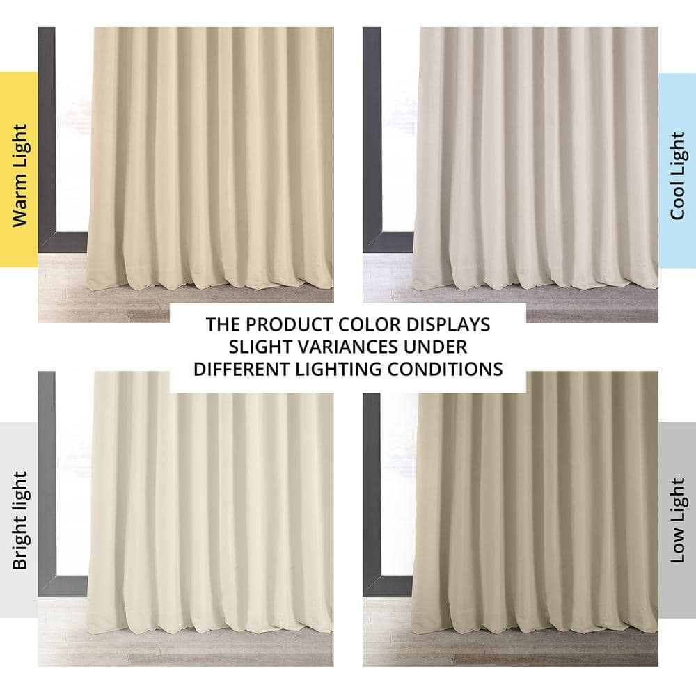 Ivory Velvet Blackout Extra Wide Curtain Panel, 100W x 120L