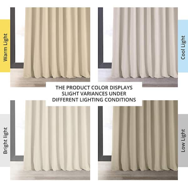 Extra Wide Signature Ecru Velvet Blackout Curtain - 100 in. W x 96 in. L Rod Pocket with Back Tab Single Panel