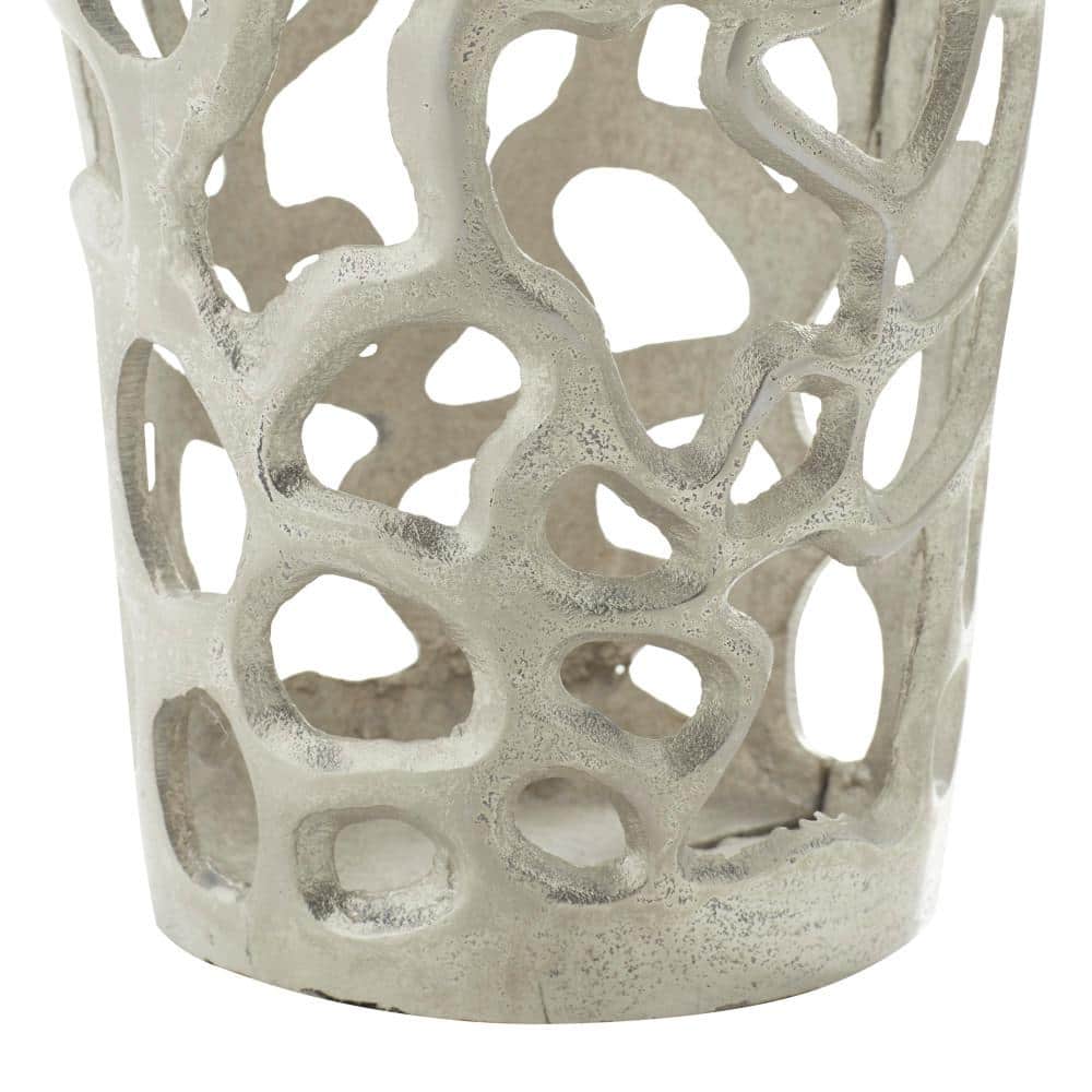 Elegant Silver Coral Aluminum Floor Vase 12" x 33"