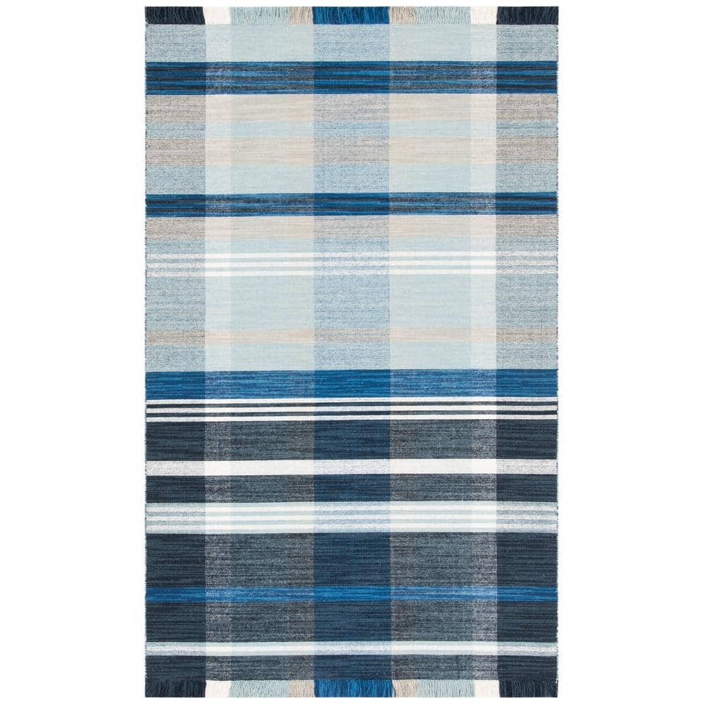 Striped Kilim Navy Charcoal 8 ft. x 10 ft. Plaid Striped Area Rug price history on PriceWatchPro