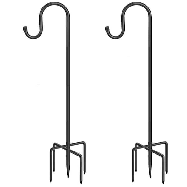 Unbranded 48 in. Heavy Duty Metal Outdoor Shepherds Hooks with 5 Prongs Base for Wedding Decor, Hummingbird Feeder 2-Pack