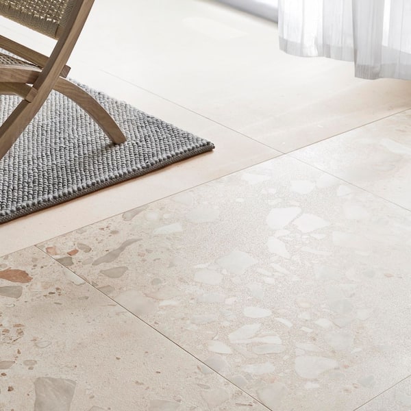 Sarto Grande Cream 35 in. x 35 in. Terrazzo Look Semi-Polished Porcelain Floor and Wall Tile (17.64 sq. ft. / Case)