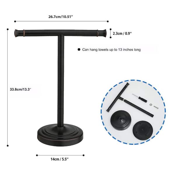 1-Towel Holder Freestanding Bath Accessory, T-Shape Towel Rack Free-Standing Stainless-Steel Towel Bar, in Bronze