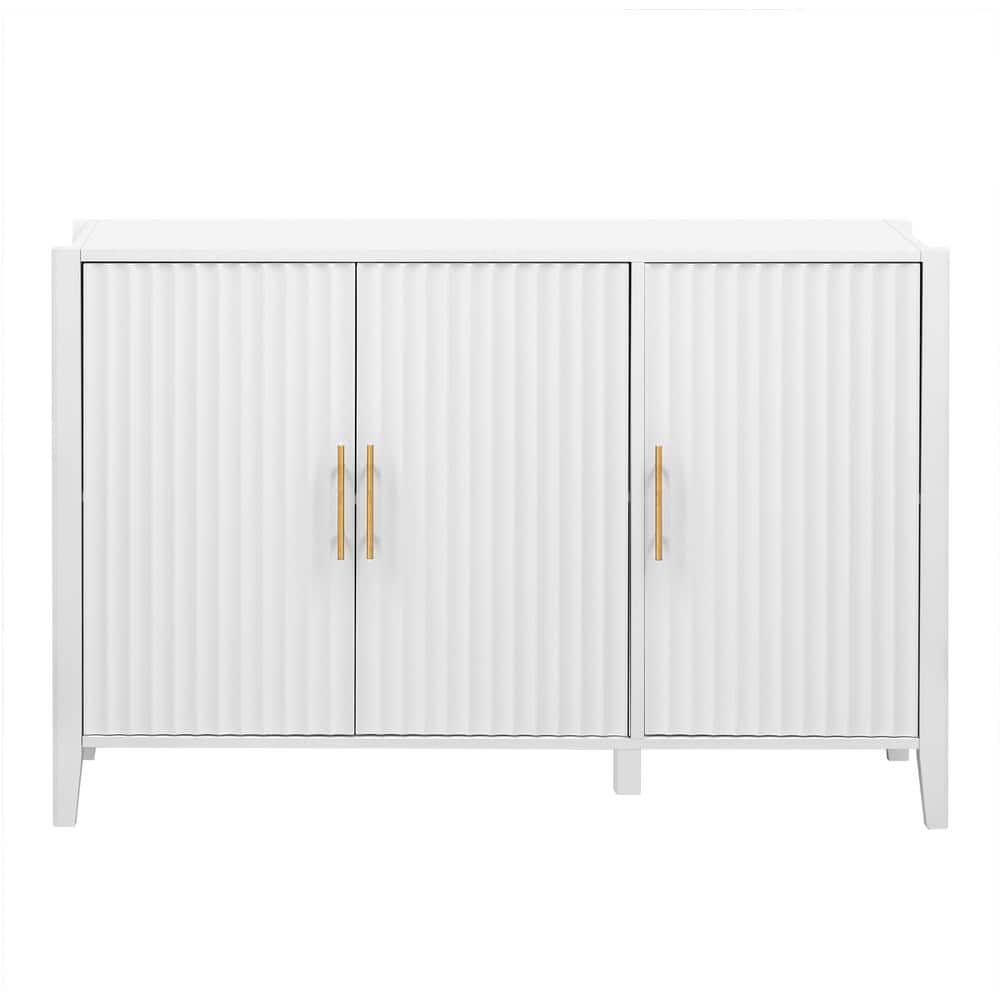 48 in. W x 17.7 in. D x 31.9 in. H White MDF Board Linen Cabinet with 3-Doo