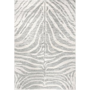 Royal Zebra Stripes Gray 6 ft. 7 in. x 9 ft. Area Rug