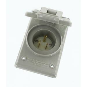 15 Amp 125-Volt Straight Blade Grounding Power Inlet Outlet, Gray