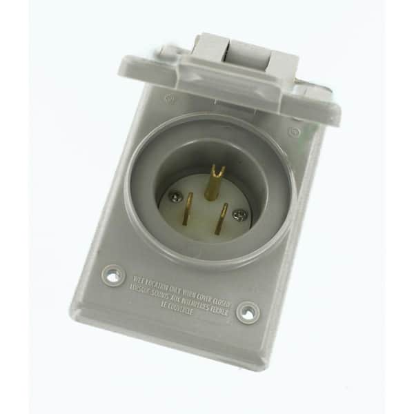 15 Amp 125-Volt Straight Blade Grounding Power Inlet Outlet, Gray 5278-CWP