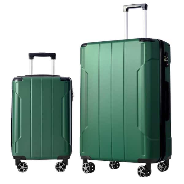 20 in./28 in. 2-Piece Green Hardside Expandable Luggage Sets with TSA Lock Spinner Wheels