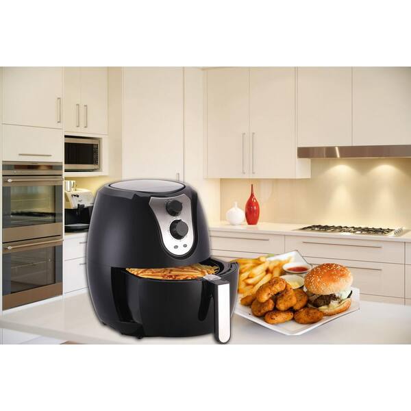 - Black/Stainless Steel 3.4 QT Capacity LED Display 1500W HOLSEM Digital Air Fryer with Rapid Air Circulation System 