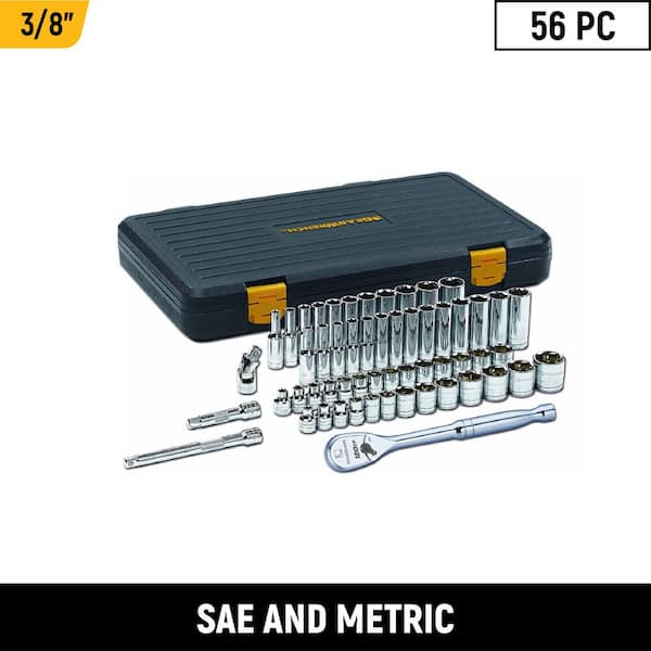GEARWRENCH 120XP 3/8 in. Drive 6-Point Standard & Deep SAE/Metric Ratchet and Socket Mechanics Tool Set (56-Piece)