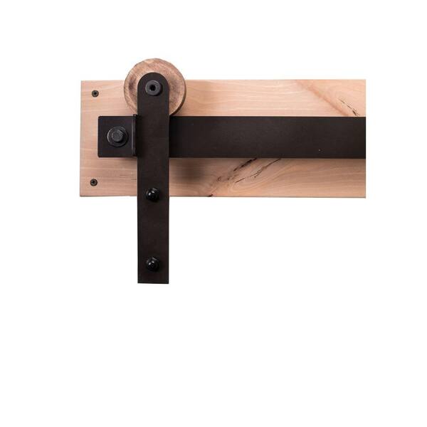 Rustica Hardware 84 in. Dark Bronze Sliding Barn Door Hardware Kit with Modern Hangers and Falcon Pull