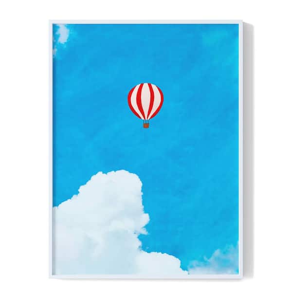 1 Piece Framed Hot Air Balloon Canvas Wall Art Sky Cloud Landscape Wall Decor Decorative Canvas Print 24 in. x 18 in.