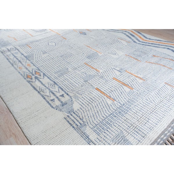 Ivory Hand-Knotted Wool Contemporary Marrakech Handspun, Timeless Elegance for Living Room, 5 ft. x 9 ft. Area Rug