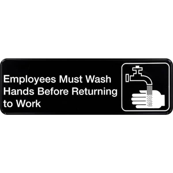 Hillman 3 in. x 9 in. Employees Must Wash Hands Sign