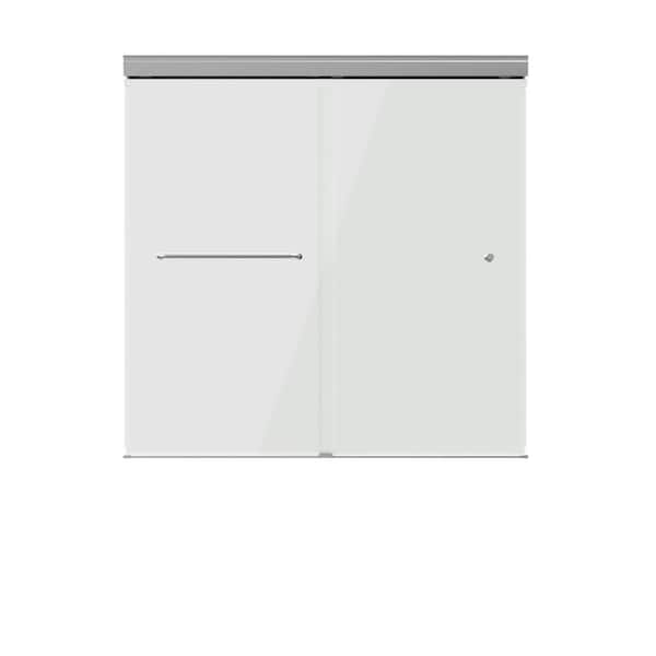 Portwood 60 in. W x 58 in. H Semi-Frameless Sliding Shower/Bathtub Door in Chrome in 6 mm Clear Glass