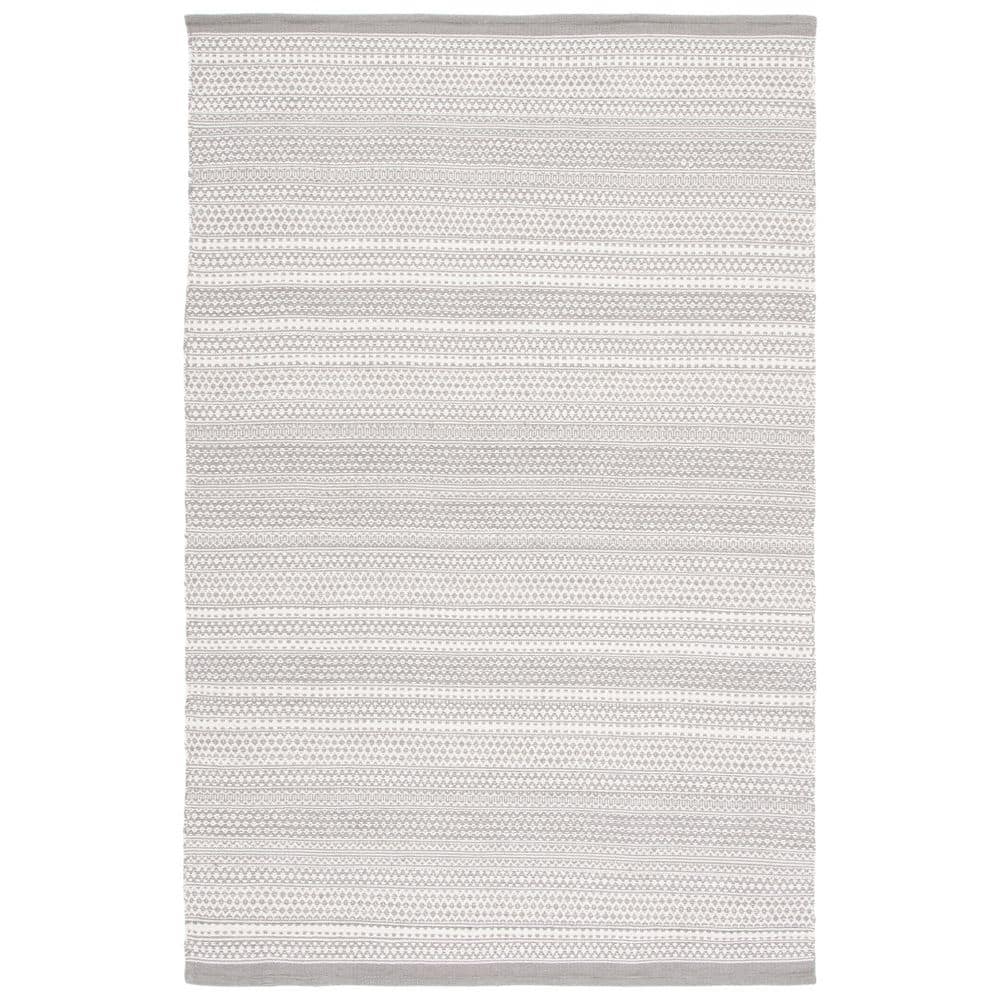 Gray and Beige Handwoven Wool Kilim Area Rug, 3' x 5'
