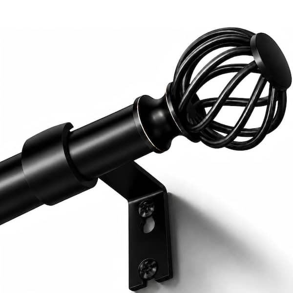 36-120in Matte Black Heavy Duty Adjustable Curtain Rod for Multi-Room Use