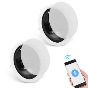 2-Pieces 6.5 in. Bluetooth in Ceiling Speakers 150-Watt Flush Mount Ceiling & In-Wall Speaker w/ 8 Ω Impedance for Home