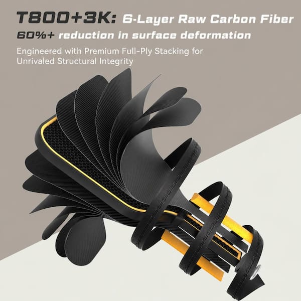 T800 Carbon Fiber Pickleball Paddle with 16mm V-Sonic IV Honeycomb