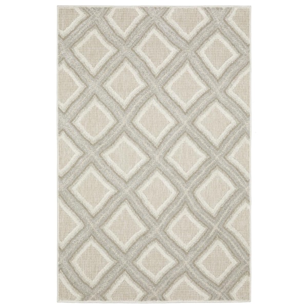 AVERLEY HOME Tudor Gray Doormat 3 ft. x 5 ft. Textured Geometric Diamonds Polypropylene Mixed Pile Indoor Area Rug