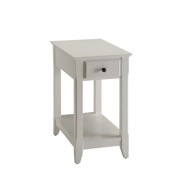 Donason 13 in. White Short Rectangular Wood End Table