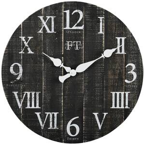 24 in. Black Rustic Farmhouse Barn Wood Clock