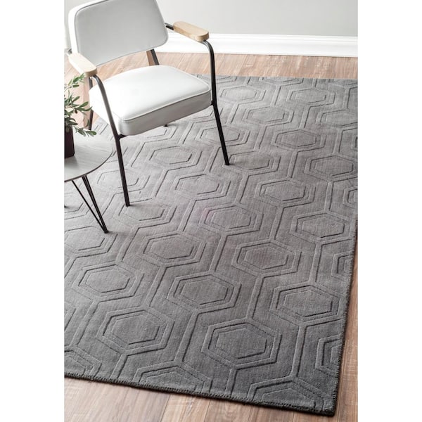 Ambrose Geometric Gray Doormat 3 ft. x 5 ft. Area Rug