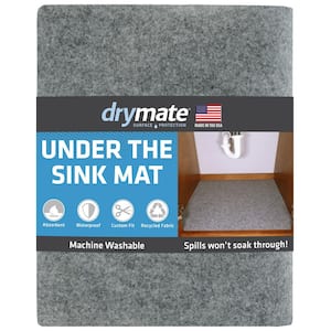 Premium Light Gray 24 in. D x 59 in. L Solid Slip Resistant, Waterproof Under Sink Mat Drawer and Shelf Liners (1- Pack)