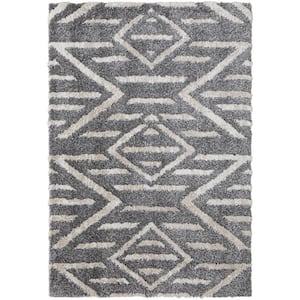 Gray and Ivory 2 ft. x 3 ft. Geometric Area Rug