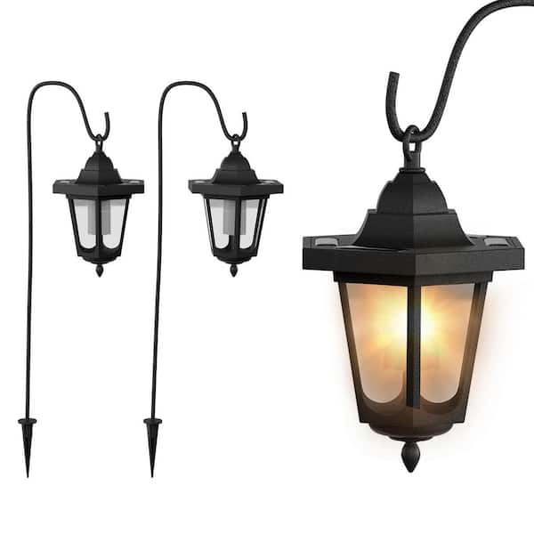 Black Outdoor Integrated LED Landscape Hanging Coach Path Lights (2-Pack)
