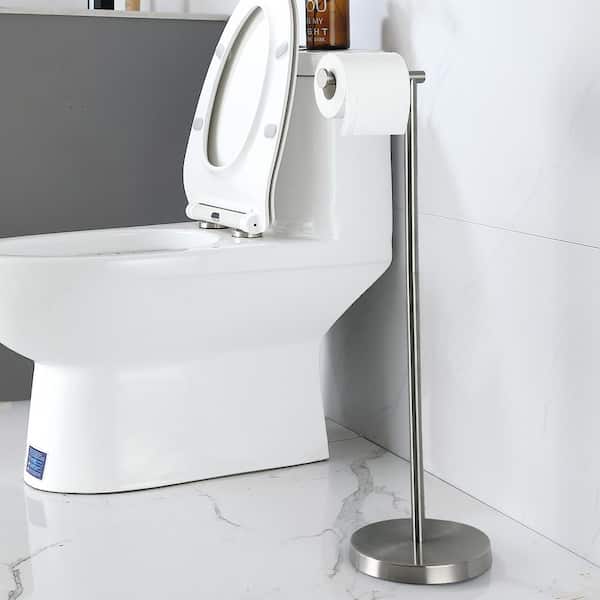 Bathroom Freestanding Toilet Paper Holder Tissue Roll Holder in Stainless Steel Brushed Nickel(2 Pack)