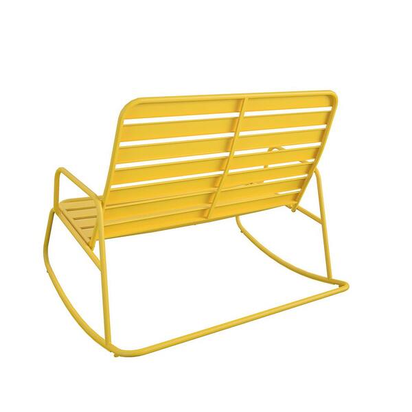 Novogratz Poolside Gossip Yellow Roberta Metal Outdoor Indoor Rocker Loveseat 88075YLW1E The Home Depot