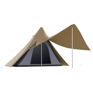 15.4 x 15.4 x 8.5 ft. Waterproof Camping Tent with Porch Area, Floor and Carry Bag, Coffee