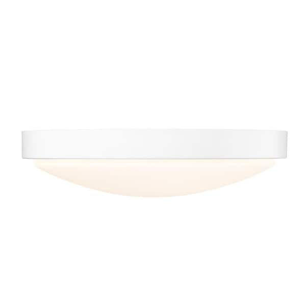 Gabi 12.25 in. Modern Matte White and Opal Integrated LED Flush Mount