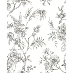Jessamine Grey Floral Trail Paper Strippable Roll Wallpaper (Covers 56.4 sq. ft.)