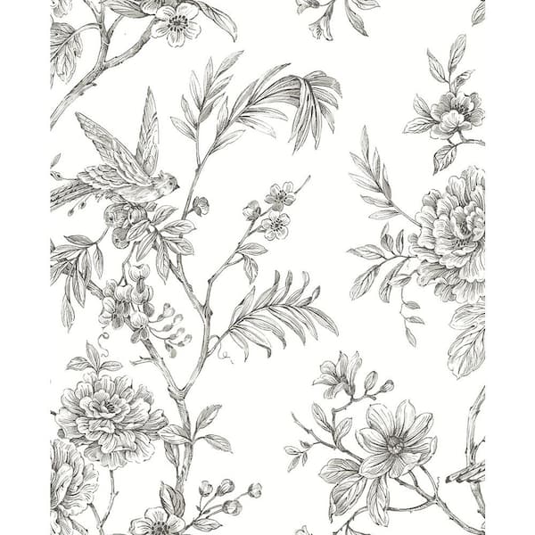 A-Street Prints Jessamine Grey Floral Trail Paper Strippable Roll Wallpaper (Covers 56.4 sq. ft.)