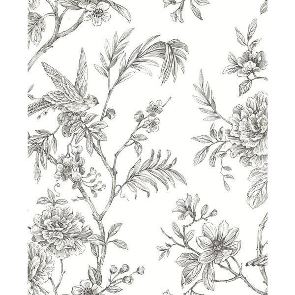 A-Street Prints Jessamine Grey Floral Trail Grey Wallpaper Sample