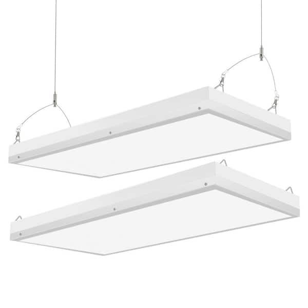 Honbei 2Pack 2 ft. 500-Watt Equivalent Integrated LED White High Bay Shop Light, 5000K Linear Hanging Light for Shop Warehouse