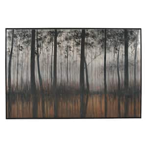 Orange and Silver Wooden Framed Forest Canvas Wall Art