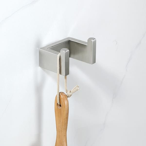 Double J-hook Robe/Towel Hook in Stainless Steel Brushed Nickel (2-pack)