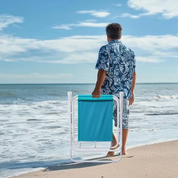 Karl home Mint Green Metal Folding Beach Chair(Set of 1