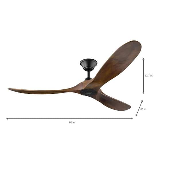Maverick II 52 in. Indoor/Outdoor Matte Black Ceiling Fan with Dark Walnut Balsa Blades, DC Motor and Remote Control