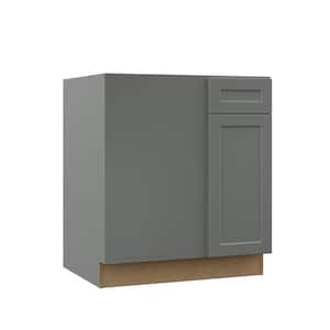 Designer Series Melvern Storm Gray Shaker Assembled Corner Base Kitchen Cabinet (30 in. x 34 in. x 23 in.)