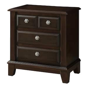Vermo Brown Cherry 3-Drawer 28.38 in. W Nightstand