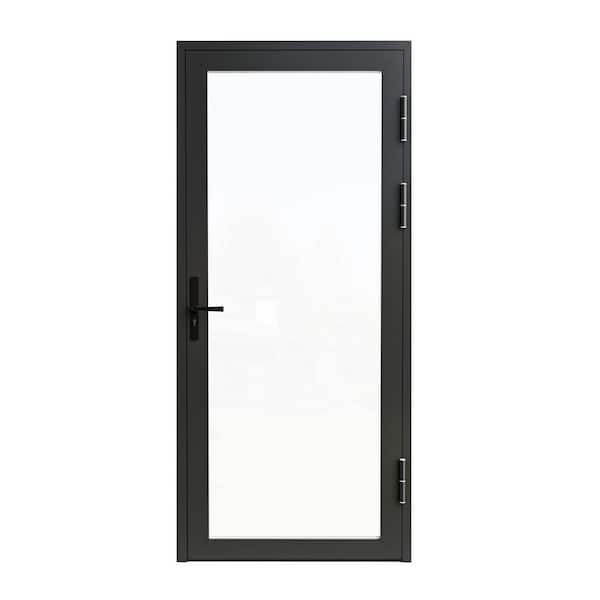 ERIS 36 in. x 80 in. Mat Black Left Swing/Outswing Aluminum Single
