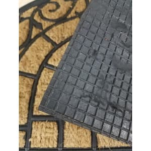Evideco 16 in. x 24 in. Sheltered Half Round Front Door Mat Harry Natural Braided Coir Coco Rubber